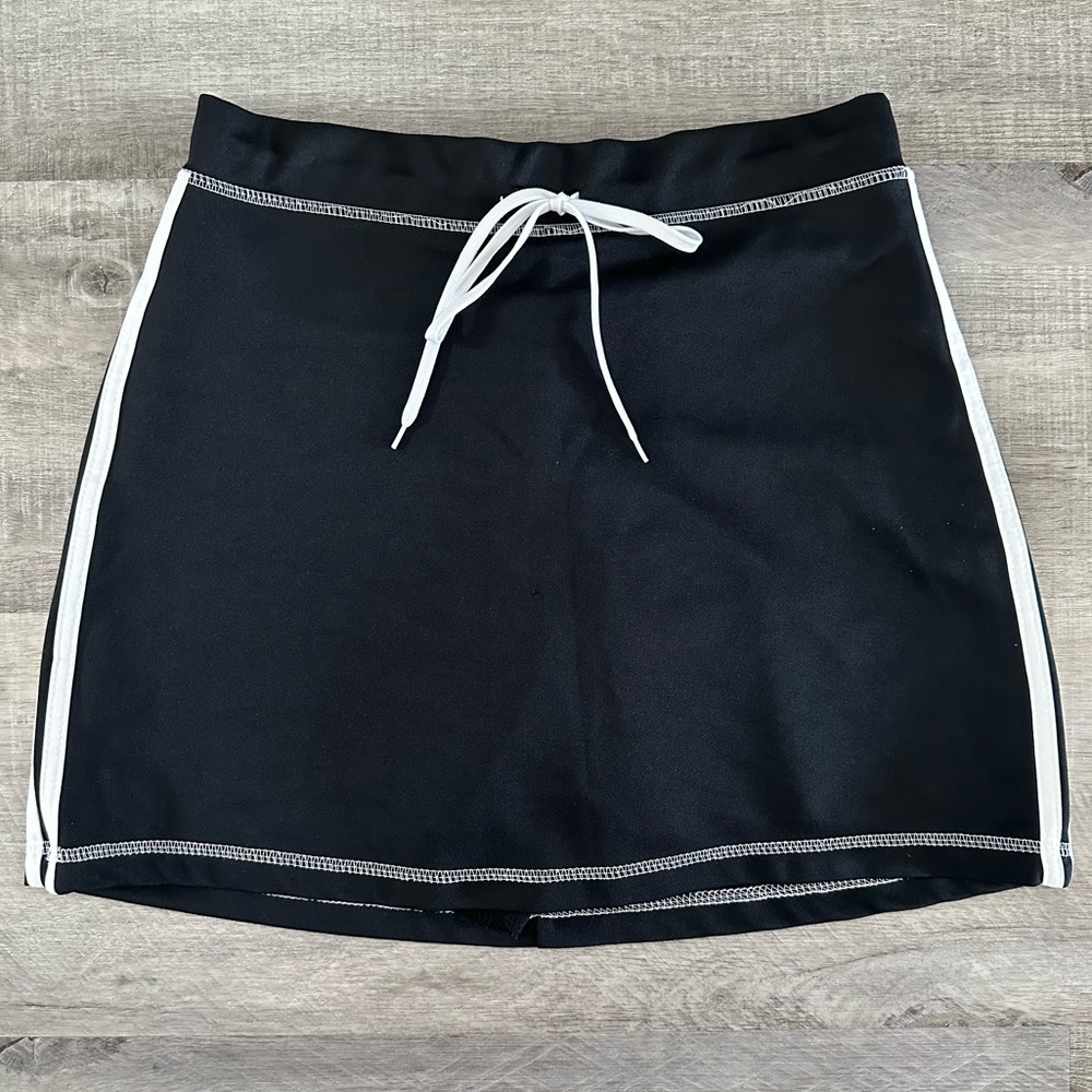 Black Tennis Skort with White Stripes